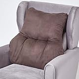 Homescapes Sessel-Rückenkissen braun 68x58 cm, Lendenkissen Sofa, 15 cm Dickes Rückenstützkissen Bett mit Velours-Bezug