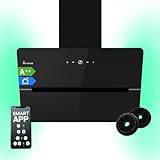 KKT KOLBE Dunstabzugshaube 60 cm | Umluft | Abluft | Kopffrei | Wandhaube | Schwarz | Glas | Smart WiFi App | WLAN | RGBW-LED-Beleuchtung | ECCO609SHCM