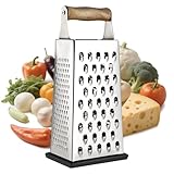 YC Kitchen Käsereibe, Reibe Edelstahl mit Holzgriff, Gemüsehobel, Reibe für gemüse, 4-seitig Vierkantreibe & Küchenreibe,Praktische Gadgets für die Küche
