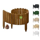 Floranica Rollborder Flexibler Holzzaun 100 x 10 cm Braun Beeteinfassung Deko für Gartenzaun Rasenkante Umzäunung Gartenzaun für Rasenflächen Hochbeete für Garten