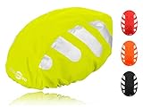 Wasserdichter Regenschutz für den Fahrradhelm (gelbes Cover) Unisex Regenüberzug für den Helm mit Gummizug und Reflektor-Elementen – wasserfester Überzug für alle Helme (Herren, Damen, Kinder)