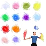 HABNI 12 Stück Jongliertücher Chiffontücher Für Tanzen Bunte Seidentücher Bunte Tücher Für Kindergarten Kindershow Sensorisches Jonglieren Tanzen 60X60Cm/45×45Cm