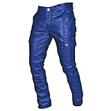 Mymyguoe Einsatzhose Herren Lederhose Stretch Slim Fit Mittlere Leibhöhe Wasserdicht Winddicht Schwarz Lederjeans Motorrad Hose Motorradhosen Clubwear Pu Motorradhose Bikerhose