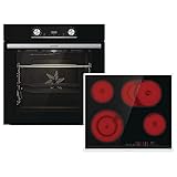 Gorenje 738885 Einbaubackofen-Set OptiBake Black Steam Set / 77L / Heißluft/AquaClean/GentleClose & Open/AirFry/Pizzamode 300°C/PerfectGrill/Glaskeramik-Kochfeld/schwarz