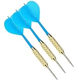 Ultrasport Dartpfeile Steel für klassische Sisal-Dartscheiben, Steeldarts mit Stahlspitze, auch ideal für Einsteiger, 3er-Set, blau