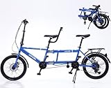 YXWJ Klassisches Tandem Fahrrad - Faltbare Adult Beach Cruiser Bike mit 7 Geschwindigkeiten, Familie 3-Säseer, Blau