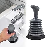 LANSKYLAN Saugglocke Klein Pömpel Abfluss 18cm Pümpel Saugglocke Plunger Sink Maximale Saugkraft Saugglocke für Waschbecken Abflussreiniger Pömpel Pümpel Badewanne für Bad Küche Dusche Toilette Grau