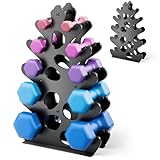 Hantelständer (Hanteln nicht im Lieferumfang enthalten) mit weichem Gummischutz, ergonomischem Griff & koralleninspiriertem Stil – kompakte Gewichtsaufbewahrungslösung, 5 Etagen