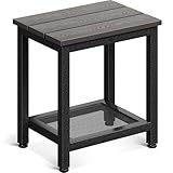 Coleshome Beistelltisch Outdoor mit Stauraum, Kleiner 2-stöckiger Beistelltisch mit Wetterbeständiger, Wasserdichter Platte für Garten, Terrasse, Poolbereich, Grau