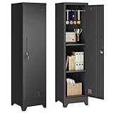 Dripex Metallschrank mit Hängestange, Stahlschrank Aktenschrank abschließbar Aufbewahrungsschrank Mehrzweckschrank Stahlspind für Schule Haus Büro Garag, Schwarz, 150 x 38 x 38 cm
