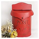 HEYDGBBZ Robuste Aktenablage, Briefkasten, Postkasten, Wandmontage, Briefkasten, Briefkasten, Vorschlagskasten, Vintage, Eisenkunst, Landhaus, Außendekoration(Red)