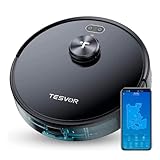 Tesvor S4 Saugroboter mit LiDAR-Lasernavigation, Erstellung von präzisen virtuellen Raumkarten, 2200 Pa, bis zu 100 Min. Akkulaufzeit, Weltraumgrau