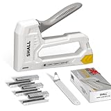 SHALL Graffettatrice Leggera per Legno - Graffettatrice Bianca per Tappezzeria con 1600 Graffette JT21 da 1/4, 5/16, 3/8' e levapunti - Graffettatrice per Tessuti per Artigianato