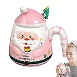 Weihnachts-Kaffeetassen: Weihnachtsmann-Tasse, Cartoon-Weihnachtsmann-Tasse, niedliche handgefertigte Weihnachtsmann-Tasse mit Deckel, Weihnachts-Kaffeetassen aus Keramik, Weihnachtsmann-Tasse für