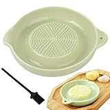 Norhogo Keramik Reibe, Keramik Ingwer Reibe, mit Bürste geliefertKnoblauchreibe Obstreibe Gemüsereibe Wasabireibe Für Ingwer Knoblauch Zwiebel (grün orbicular)