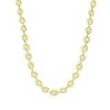 Puffed Mariner-Gliederkette aus Sterlingsilber – vergoldete Hohle Ankerkette für Damen und Herren, Wird mit Geschenkbox geliefert – hergestellt in Italien