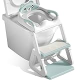 JEDWKFA Toilettensitz Kinder Mit Treppe, Toilettenleiter für Kinder, Töpfchen für Kinder, Rutschfest, Klappbar, Höhenverstellbar, WC Sitz Kinder für Jungen und Mädchen, Toilettensitz Kinder