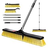 Masthome Straßenbesen mit Stiel,63 cm Großer Gartenbesen für den Außenbereich,Kehrbesen für Draußen, Besen für den Außenbereich, Abnehmbarer Industrie Besen für Schulen, Fabriken,Schwarz+Gelb