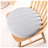 Rundes Memory Foam Sitzkissen für Indoor & Outdoor | Rundes Kissen | Rutschfestes Sitzkissen für Esszimmer | Hellgrau 30 x 30 x 3 cm