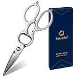 Sunnecko Japanische Küchenschere Schere Küche - 8 Zoll Mehrzweck Schere Haushaltsschere Allzweckschere Abnehmbare Klingen Ergonomischer Griff Kitchen Scissors mit Walnussknacker