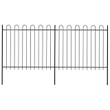 HOMIUSE 3,4x2 m Gartenzaun mit Bügel-Design Stahl Schwarz Gartenzaun Metall Dekorative Zã¤une Deko Gartenzaun Lüftungszaun Edelstahl Rasenzaun für Gärten Elegantes Design Robust und Langlebig