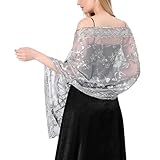 Ladiery Damen Pailletten Floral Schals und Stola für Abendkleid,Glitzer Festlich Hochzeit Stole Tuch für Abend Party
