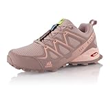 Fusskleidung® Damen Herren Wanderschuhe atmungsaktive Trail Running Trekkingschuhe Rosa Grau EU 38