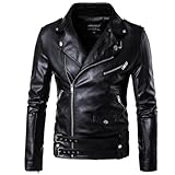 Herren Frühling und Herbst Einfarbig Revers ets Casual Reißverschluss Mantel, Schwarz , XXXXL