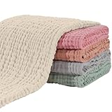 Yoofoss Mullwindeln Spucktücher 5er Set 65x65 cm Mulltücher 100% Baumwolle Stoffwindeln Saugstark Faltwindeln für Baby Kochfest Premium Qualität Mehrfarbig