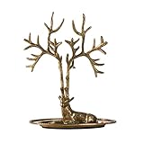 8KLANMMQ Schmuckregal, Baum-Schmuckständer, handgefertigt, Messing, Geweih, Schmuckregal, Vintage, alter Schminktisch, Basteln, Ornamente, kreative Aufbewahrung, Schmuckaufhänger