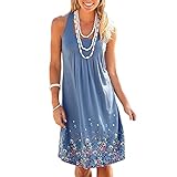 Mode Neue Frauen Sommer O-Ausschnitt äRmelloses A-Linie Swing Kleid LäSsige Tunika Knielanges Loses Kleid