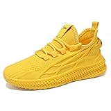 Mesh Sneakers Damen Laufschuhe Turnschuhe Walkingschuhe Atmungsaktiv Mesh Sportschuhe Leichte rutschfeste Tennisschuhe Workout Casual Gym Schuhe Jogging Schuhe Komfort Tennisschuhe, gelb, 41 EU
