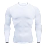 Smatstyle Kompressionsshirt Herren Funktionsshirt Langarm Schnelltrocknendes Compression Sportshirt Atmungsaktiv Laufshirt für Fitness (DE/NL/SE/PL, Alphanumerisch, XL, Regular, Regular, Weiß)