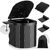 TEBOKHAD Campingtoilette Faltbar mit Toilettenbeutel,Mobile Toilette mit Klammern Campingklo mit Aufbewahrungstasche Belastbarkeit bis zu 150kg Trockentrenntoilette für Camping,Grillen, Reisen,Strand