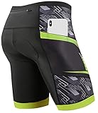Cycorld Radlerhose Herren mit Sitzpolster 4D, Radhose Herren Fahrradhose Atmungsaktiv Elastische und Schnelltrocknend Bike Hose (Grün, L)