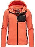 MARIKOO Damen Fleecejacke warm mit Kapuze Mount Iwaki Coral Gr. S