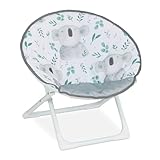 Relaxdays Moonchair Kinder, Koala, faltbar, HxBxT: 47 x 50 x 48 cm, Kinderstuhl draußen & drinnen, Kindersessel, bunt