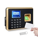 Bisofice A2 Zeiterfassung für Kleinbetriebe Zeiterfassungsgerät Biometrischer Fingerabdruck-Passwort-Anwesenheits-Maschine, mit U-Disk, 1 Ausweis, Deutsche Systemsprache