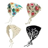 HTTDSLF 4 Stück Damen Boho Stirnbänder Dreieck Kopftücher Bandanas Turban Krawatte Haarbänder Elastisches Haarschal für Frauen und Mädchen, für Frauen Mädchen Lauf Yoga Strand Mixed Farbe