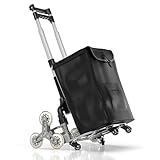 1PZ ES8-DF7 Treppenkarre, klappbar, ausziehbarer Griff, Aluminiumlegierung, leise, um 360° drehbare Räder mit Stofftasche, Gepäcktransport, kommerzielle Verwendung im Freien