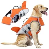 HEYWEAN Hundeschwimmweste Hai Schwimmweste Hund Klein Mittel Groß Rettungswesten für Hunde Schwimmhilfe für Pool Strand Bootfahren Schwimmweste mit Rettungsgriff Hohe Sichtbarkeit Hunde Schwimmwesten