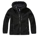 Brandit TEDDYFLEECE JACKE MIT KAPUZE DAMEN WINTERJACKE JAGD OUTDOOR FLEECEJACKE, Größe:L, Farbe:Schwarz