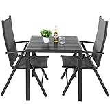 3-TLG. Gartenmöbel-Set, Terrassenmöbel, Balkonmöbel - Sitzgarnitur aus Aluminium Teslin Hochlehner, 7-Fach verstellbar - Wetterfest und Klappbar