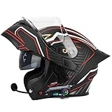 Bluetooth Motorradhelm Integralhelm Klapphelm DOTECE Zertifiziert Flip Vollvisierhelm Motorrad Schutzhelm Mit Doppelvisier Integrierter Helm Motocross Helm Für Männer Und 12,XXL=63~64cm