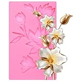JJUNW 3D Silikonform Blumen, Magnolien Silikon-Formen-Set, Schokoriegel Form Gießformen Klein Backen Schokoladenforme für Geburtstage Stortendekoration Cupcake-Topper Süßigkeiten Schokolade