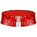 Pailletten Breite Gürtel Damen Metall Schnallen Glänzender Taillengürtel(Rot,1 Pcs)