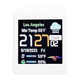 Sxhlseller WiFi Uhr mit LCD Display, DIY Programmier Digitaluhr, Aktien Krypto Ticker Anzeige mit Kalender, Temperatur, Wettervorhersage für Heimbüro Schreibtischdekoration, WiFi Clock