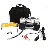 Tragbarer 12-V-Mini-Luftkompressor von Klanata – 2,5-bar-Autoreifenfüllpumpe mit Manometer, Adaptern und Tragetasche