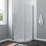 AQUABATOS Duschkabine 90x90 cm Viertelkreis Duschabtrennung Runddusche Halbrund Duschtrennwand Glaswand mit Pendeltüren 2 Teilig aus ESG Sicherheitsglas 6 mm klar Aluminiumprofile chrom höhe 195 cm