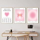 AQCQDQ 3er Poster Set Rosa, Ästhetische Rosa Schmetterling Inspirierende Zitate Leinwand Bilder, Für Schlafsaal Teen Mädchen Zimmer Deko,Ohne Rahmen (50 x 70CM)